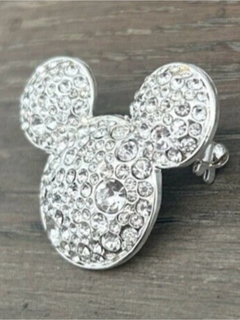 Disney Mickey Crystal Silver Tone Pendant / Broach - Picture 2 of 4